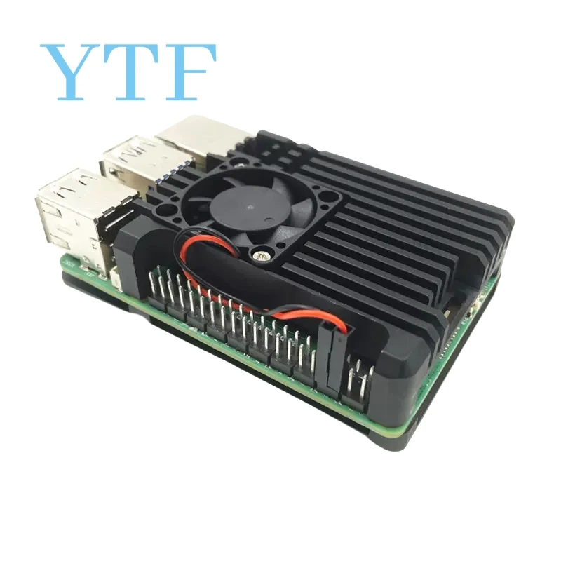Raspberry Pi 5 Aluminium gehäuse Metalls chale mit Lüfter Silikon – Bild 4