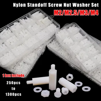 1 Box M2 M2,5 M3 M4 Weißer Kunststoff Nylon Isolierter Sechskant-Abstandshalter Sechskantsäule Abstandshalter