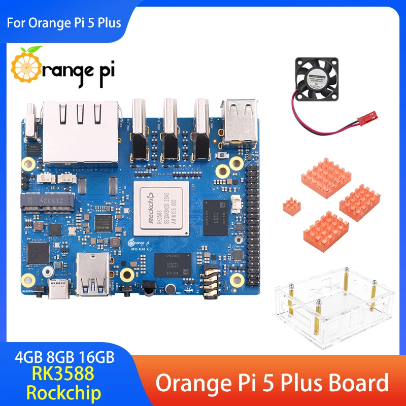 Orange Pi 5 Plus Board 4GB 8GB 16GB RAM RK3588 Rockchip 8-Kern 64-Bit 2,5G Dual Ethernet Optional für Orange