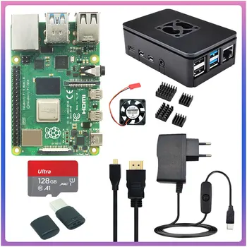 Raspberry Pi 4 8 GB 4 GB 2 GB 1 GB Kit + Netzteil + ABS-Gehäuse + 32G 64G 128G-Karte + Kühlkörper