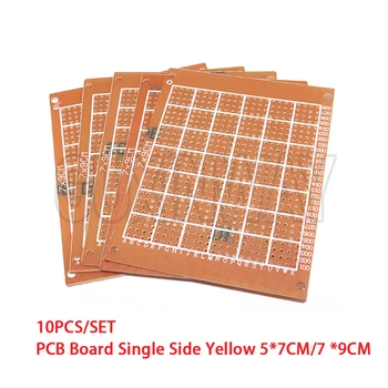 PCB-Universalplatine, einseitig, gelb, 5 x 7 cm, 7 x 9 cm, Leiterplatten-Prototyp, perforiertes (10 Stück)