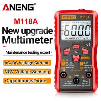Digitalmultimeter Mini Multimetro 6000 Zählungen ANENG M118A AC Spannung Auto Kapazität Widerstand Diode Meter