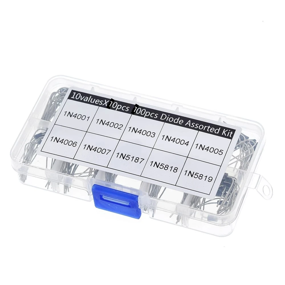 10 Werte Gleichrichterdioden-Sortiment-Set 1N4001 1N4002 1N4003 1N4004 1N4005 1N4006 1N4007 1N5817 (100 Stück)