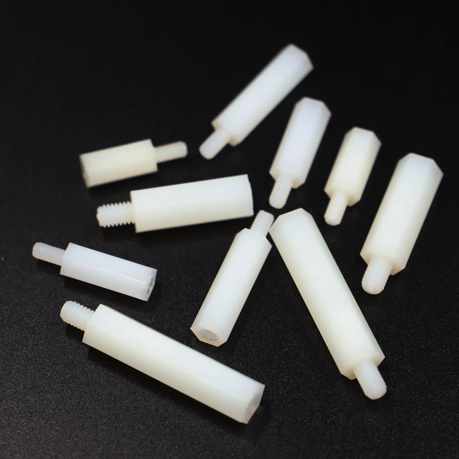 M2 M2.5 M3 M4*L+6 Nylon-Abstandshalter Weiß, Stecker auf Buchse – Bild 3