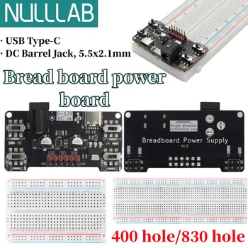 Breadboard-Stromversorgungsplatine 3,3/5V, separat steuerbar, 2,1 * 5,5mm DC-Anschluss, 6-12V Eingang