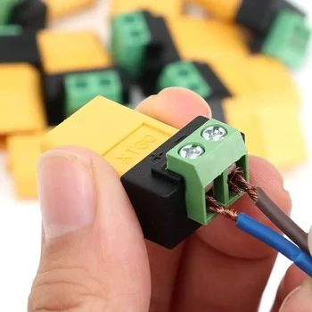 Lötfreie XT60-Stecker, Schraubklemmenadapter, XT60-Stecker (männlich/weiblich) auf 2-polige, lötfreie