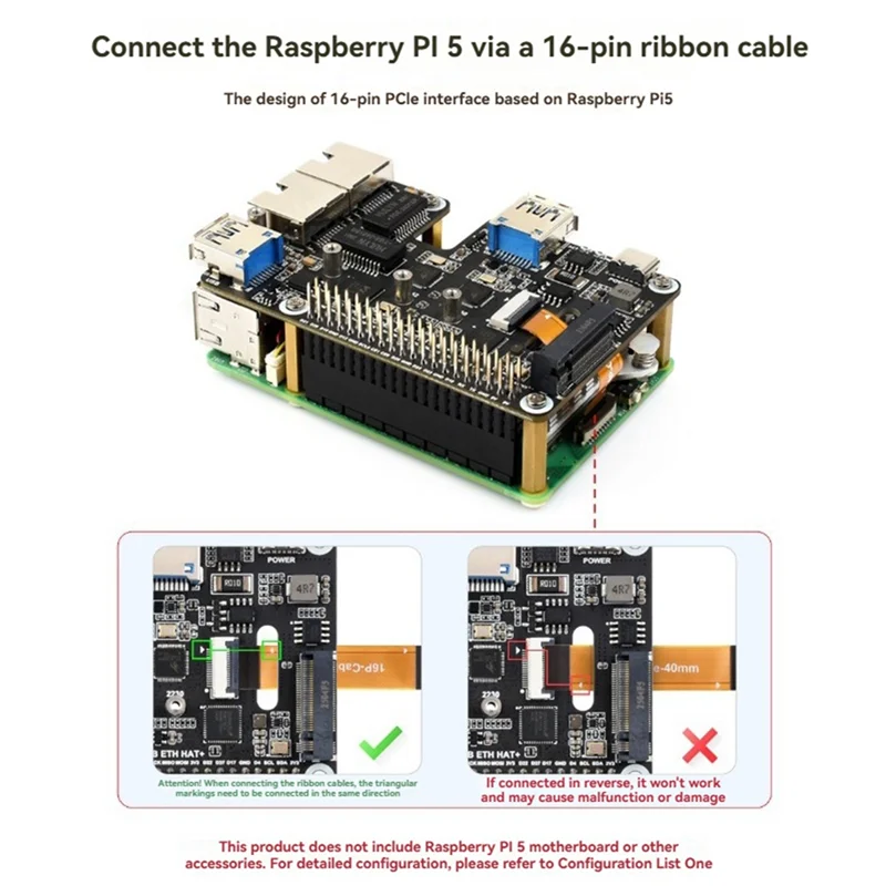 AAAEL-Für Raspberry Pi 5 Erweiterungskarte Pcie zu M.2 USB ETH HAT+ – Bild 6