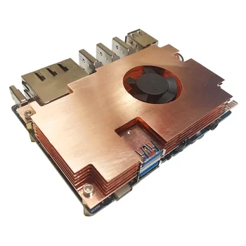 Orange Pi 5 Plus Kupfergehäuse mit Lüfter, aktiver Kühlkörper mit Kühlkörper, Metallgehäuse für Orange Pi 5