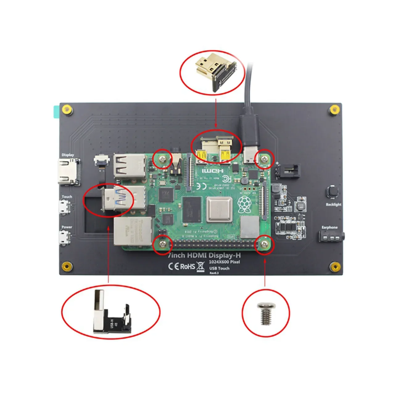LCD IPS Touchscreen 7 Zoll Vollansicht für Raspberry Pi HD HDMI – Bild 2