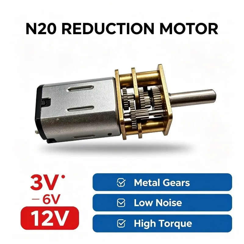 DC 3V/6V/12V N20 Mini-Mikro-Metallgetriebemotor mit Zahnrad – Bild 3