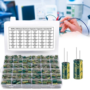 0,1UF-1000UF 15 Werte Aluminium-Elektrolytkondensatoren 16-50V Elektrolytkondensator-Sortiment (225 Stück)