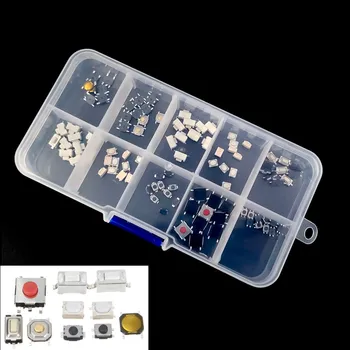 10-Werte-Mikro-Moment-Tastschalter 3x4x2mm 3x4x2,5mm 3x6x4,3mm 4x4x1,5mm Taktsortiment-Kit (100 Stück)