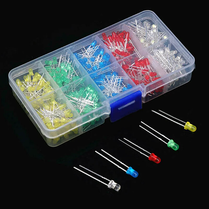 3mm 5mm,LED Dioden Assorted Kit, Weiß Grün Rot Blau Gelb, LED Licht – Bild 4