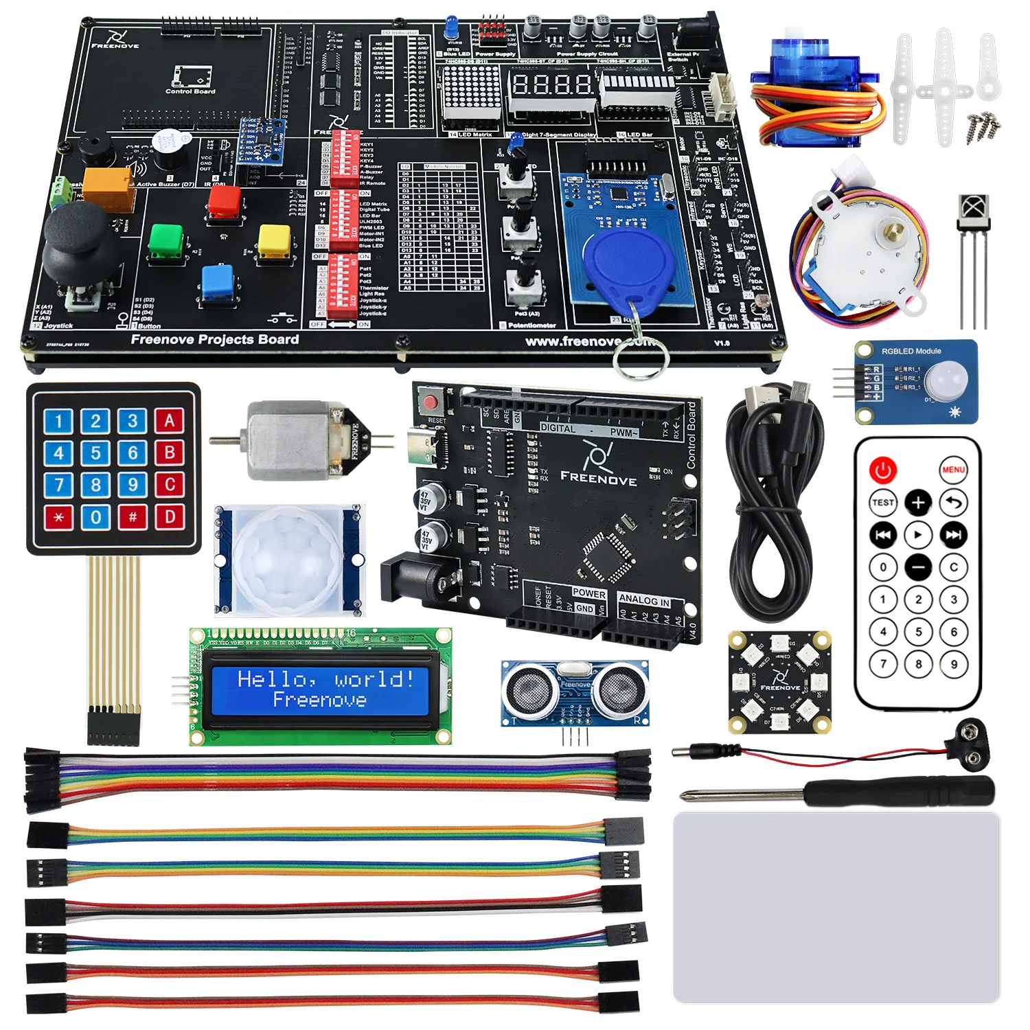 Freenove-Projektset für Arduino UNO R3 V4, detailliertes Tutorial mit 23 Seiten, 46 Projekte, kein Löten