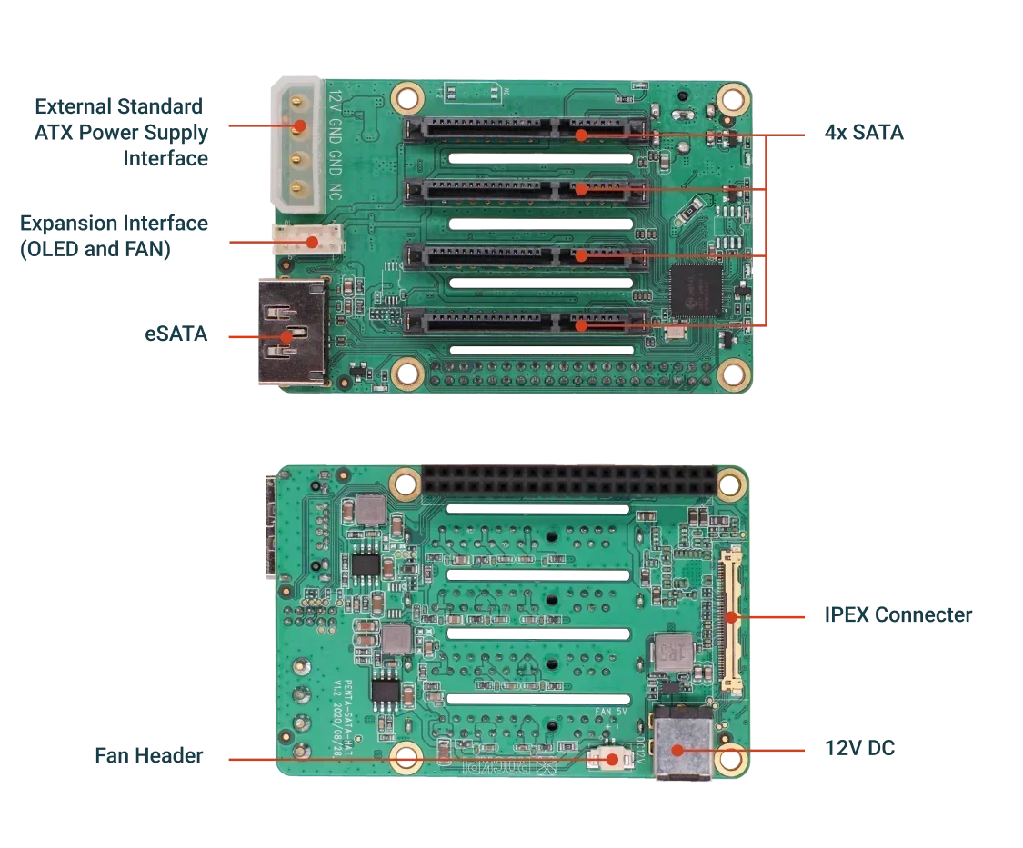 Penta SATA HAT / Top-Board / Set optional, für Raspberry Pi 5 – Bild 4