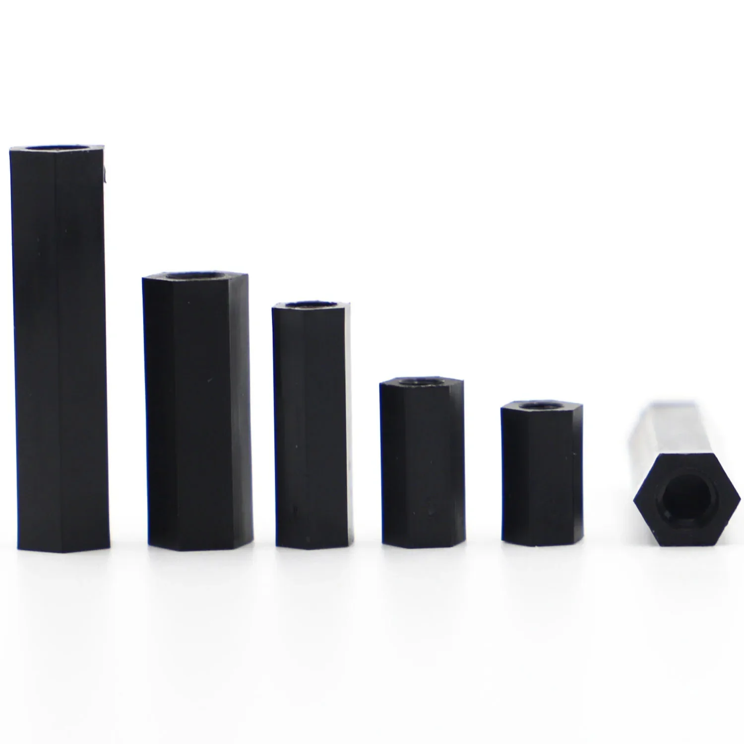 M2 M2.5 M3 M4 Innensechskant-Abstandsschrauben, weiblich zu weiblich, schwarz, Nylon-Abstandshalter