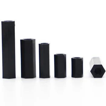 M2 M2.5 M3 M4 Innensechskant-Abstandsschrauben, weiblich zu weiblich, schwarz, Nylon-Abstandshalter