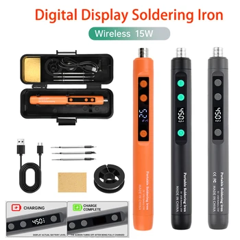 USB-Lötkolben 15 W 3-stufige Temperatur anpassen Li-Batterieladung Lötkolben Schweißset DIY Home Repair Lötset