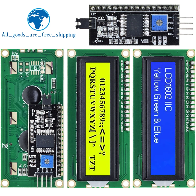 LCD1602 1602 LCD-Modul Blau/Gelb Grüner Bildschirm 16x2 Zeichen – Bild 2