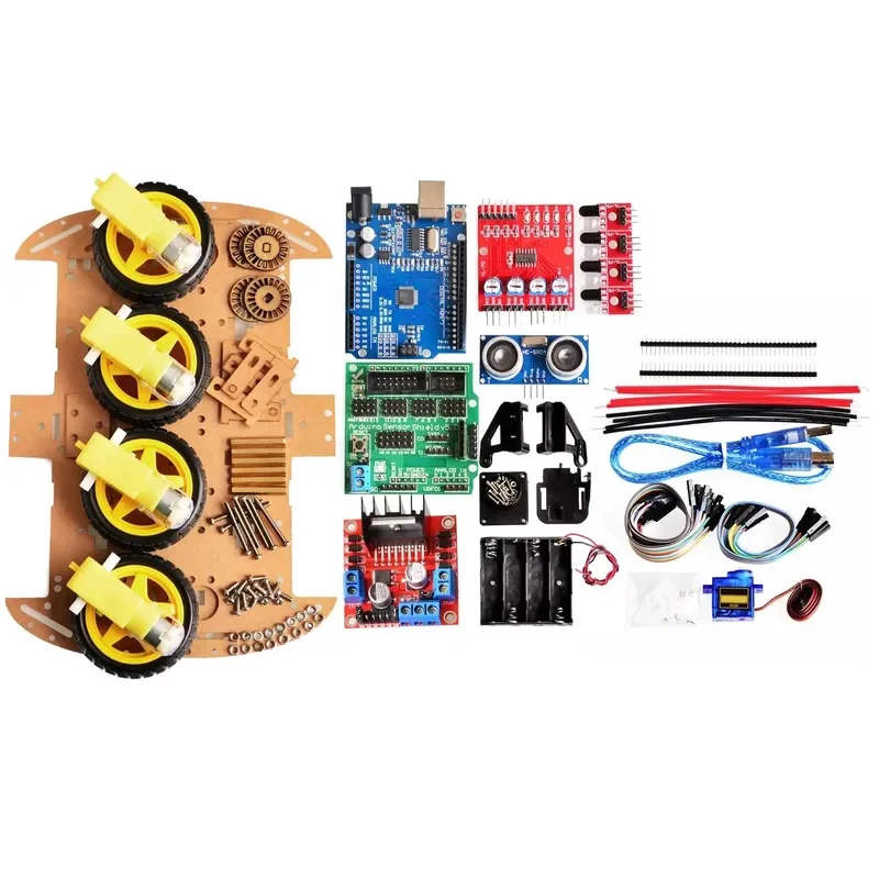 Motor Smart Roboter Auto Chassis Kit Geschwindigkeit Encoder Batterie Box 2WD 4WD Für Arduino