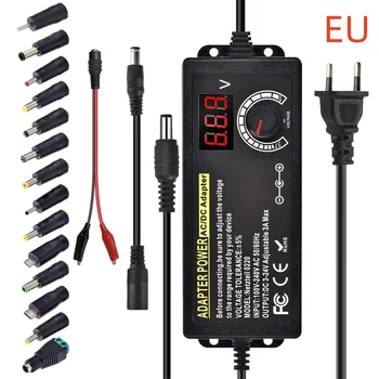 AC zu DC Netzteil Einstellbare Labor Versorgung Stromquelle 3V-24V-3A Tragbare Universal Adapter EU/Us-stecker
