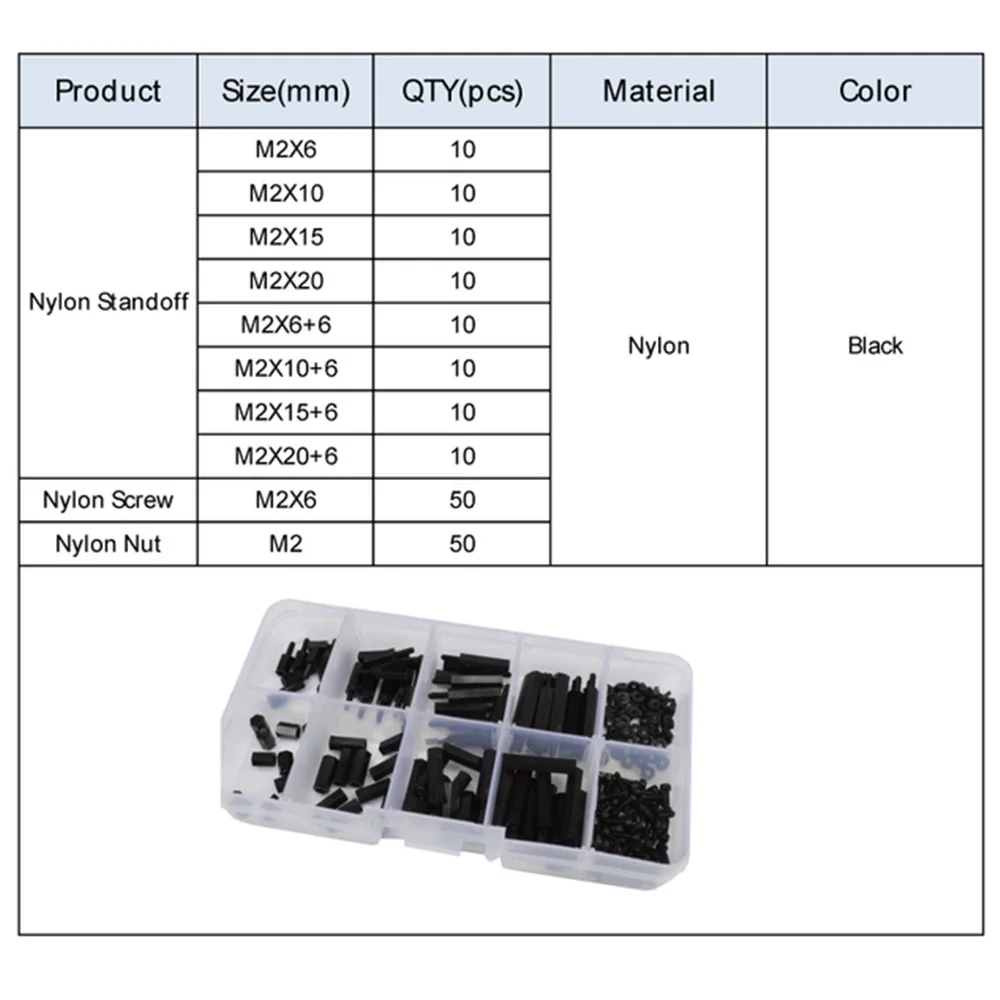 M2 M2,5 M3 M4 Schwarz Weiß Sechskant Nylon Abstandshalter Spalte PCB – Bild 2