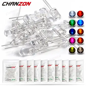 5-mm-LED-Dioden-Kit, lichtemittierend, warmweiß, rot, blau, grün, UV, orange, gelb, rosa, Set, 5 mm, 2 V, 3 V
