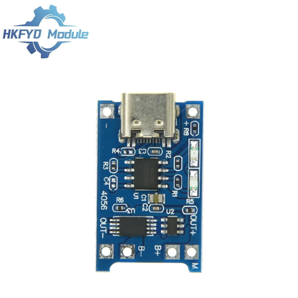 TP4056 Typ C 1 A Lithium-Batterie-Lademodul - 5 V für 18650 Li-Ion mit doppeltem Schutz, USB-C-Ladeplatine