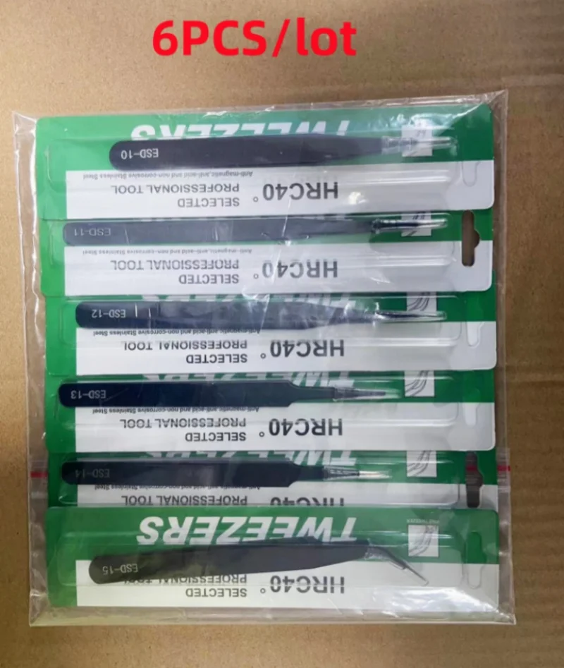 Präzisions pinzette set esd anti statische edelstahl (6 Stück) – Bild 2