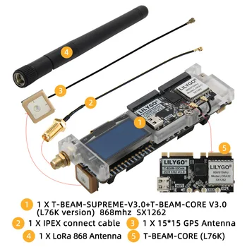 LILYGO SUPREME ESP32-S3 Entwicklungsboard SX1262 LoRa GPS 1,3 Zoll OLED IMU PMU WiFi Bluetooth für Meshtastic