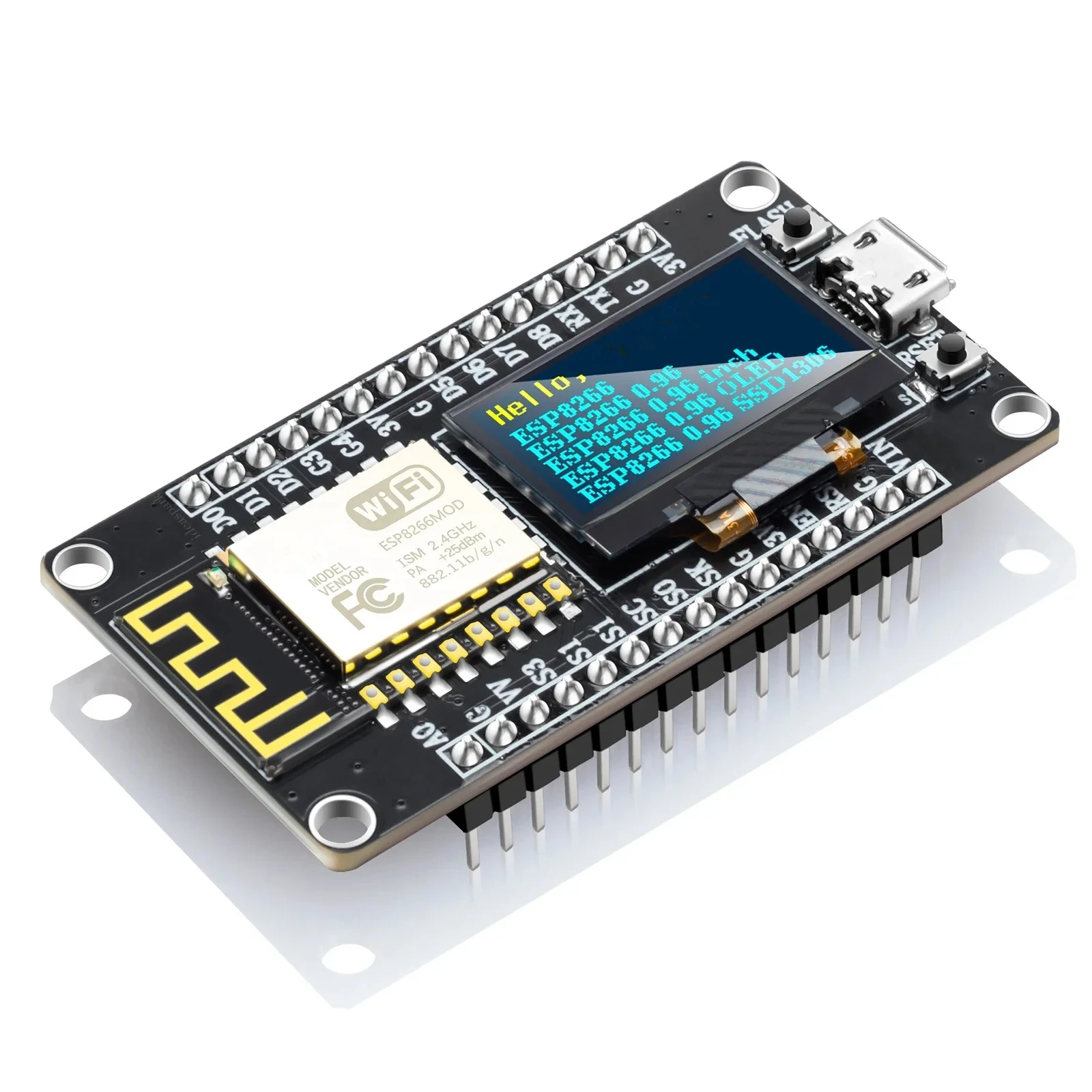 NodeMCU ESP8266 V3 Entwicklungsboard mit 0,96 Zoll OLED-Display CH340 – Bild 2