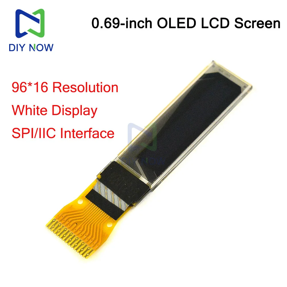 0,69 Zoll OLED-LCD-Bildschirm 3,3 V Auflösung 96 x 16 Display-Controller-Chip SSD1306 SPI/IIC-Schnittstelle