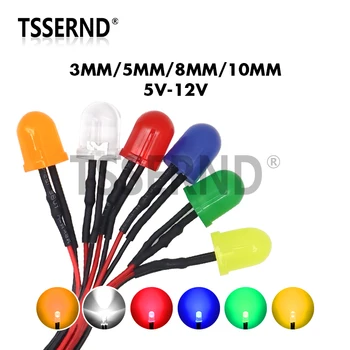 3mm 5mm 8mm 10mm LED 12V 20cm vorverdrahtet weiß rot grün blau gelb orange Diodenlampe Dekoration Leuchtdioden