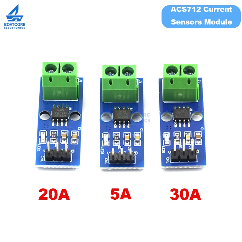 ACS712 5A 20A 30A Hall-Effekt-Stromsensor-Modul AC DC Strommessplatine für Arduino