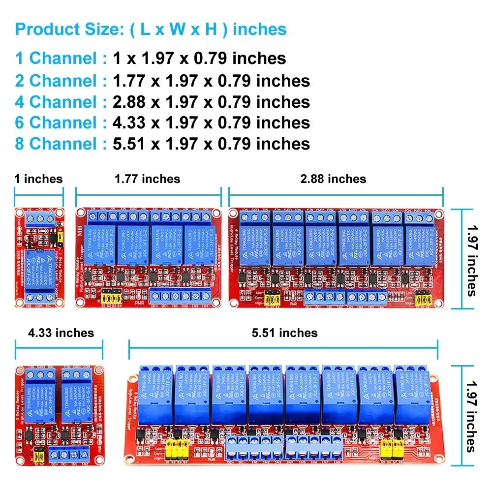 Relaismodul 1, 2, 4, 6, 8 Kanäle, 5 V, 12 V, 24 V, Relaismodulplatine – Bild 3