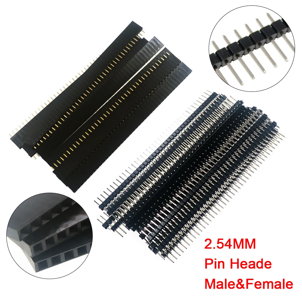 10 Paar 40-polige 1 x 40 einreihige männliche und weibliche 2,54 zerbrechliche Stiftleiste PCB (20 Stück)