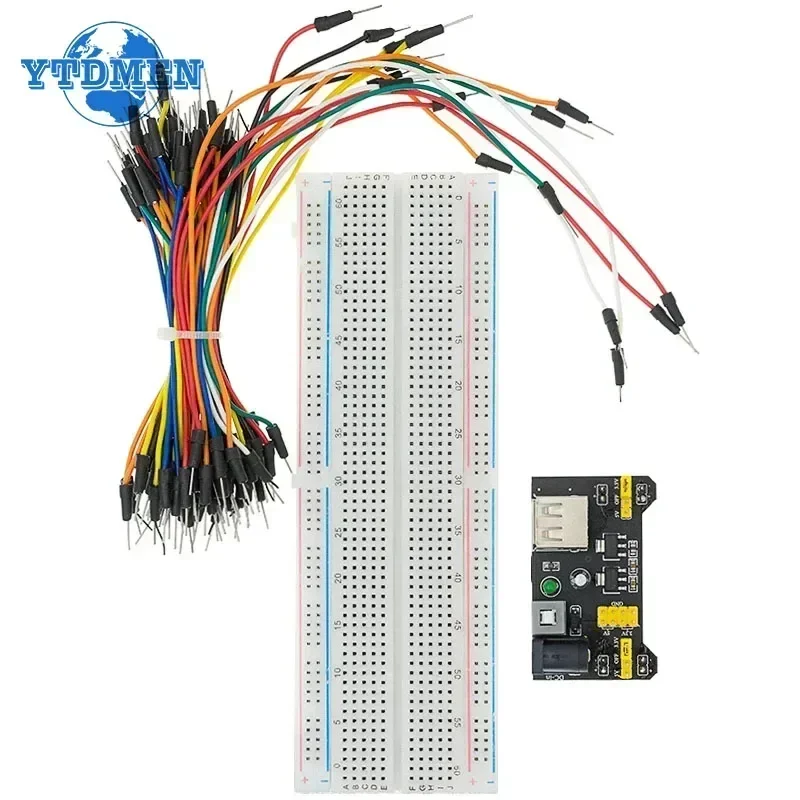 MB102 Breadboard Power Modul 3,3 V/5 V MB-102 830 Punkte Prototyp Bread Board + 65 Stück Jumper Drähte DIY