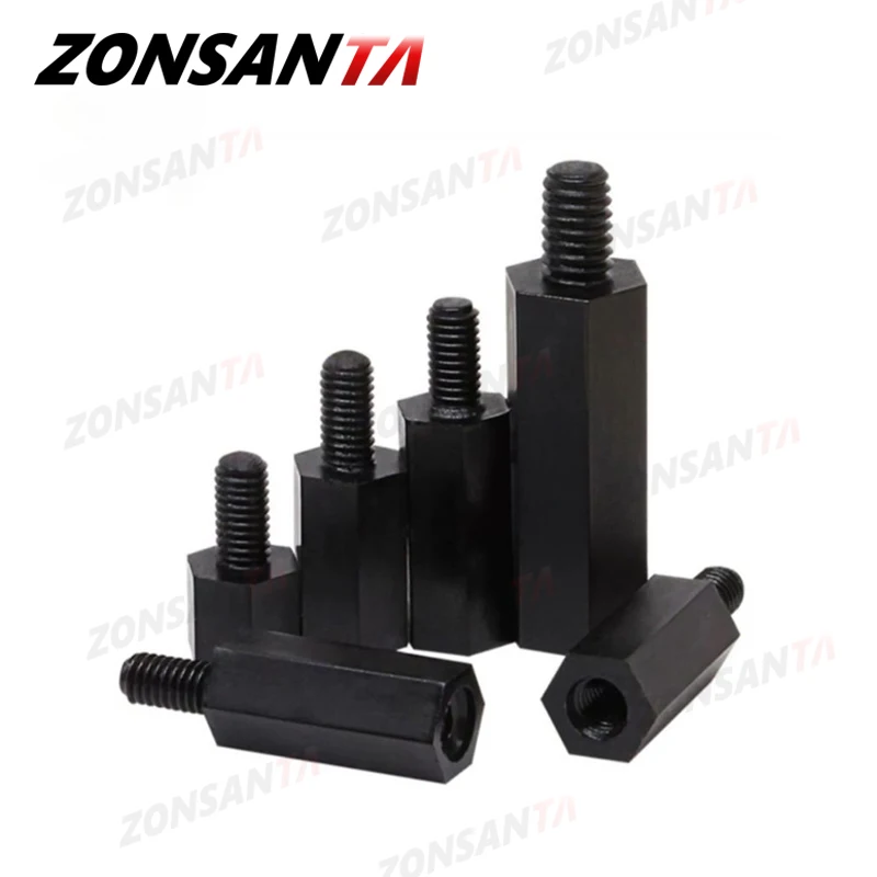 M2 M2,5 M3 M4 Schwarz Nylon Sechskant Außengewinde Abstandshalter – Bild 4