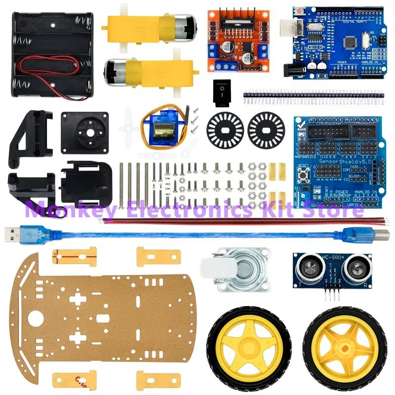 Smart Car Kit 2WD Smart Robot Car Chassis Kits Auto mit Geschwindigkeitsencoder und Batteriekasten DIY