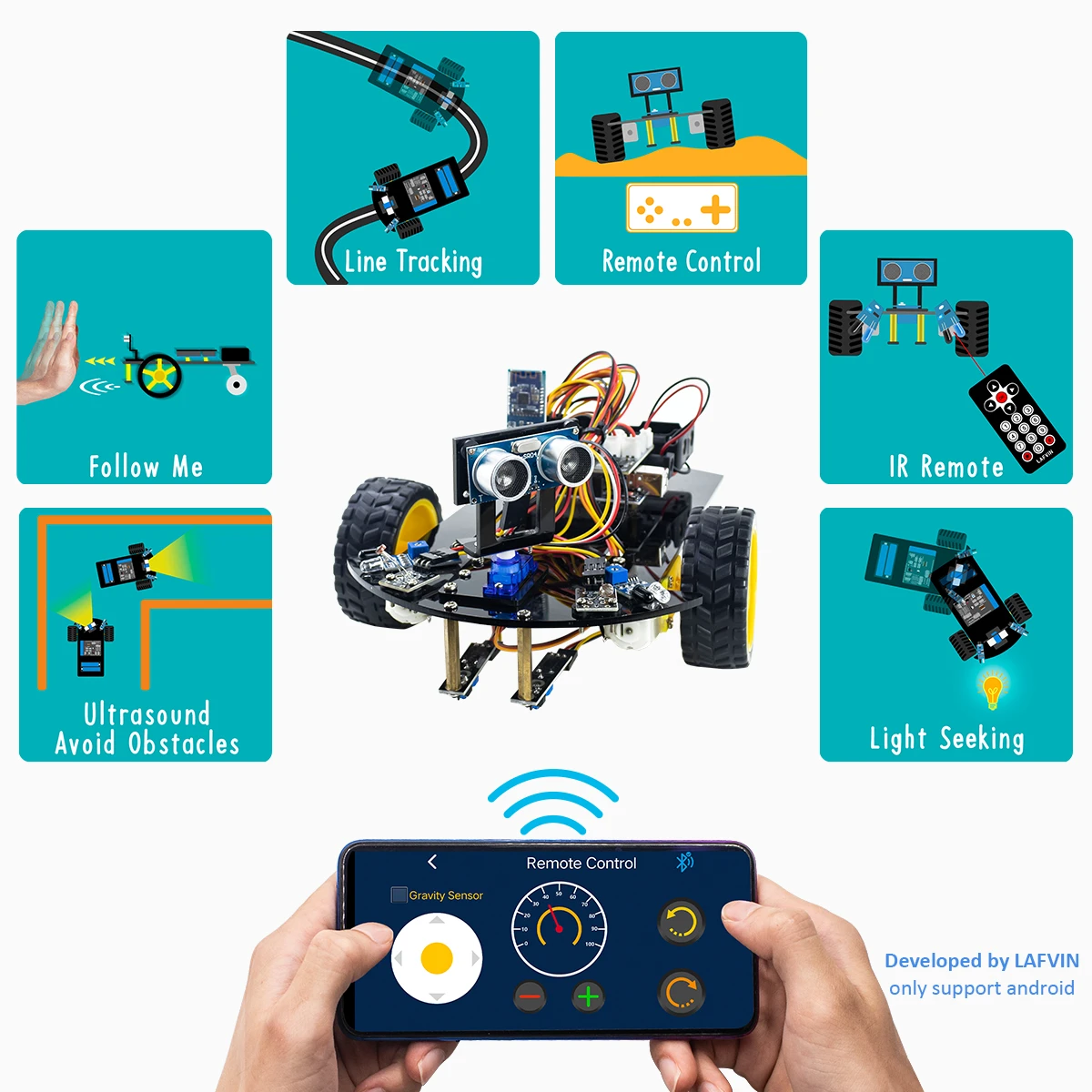 2WD Multi-Roboter-Auto für Arduino-Kit Smart V 2,0 DIY – Bild 2