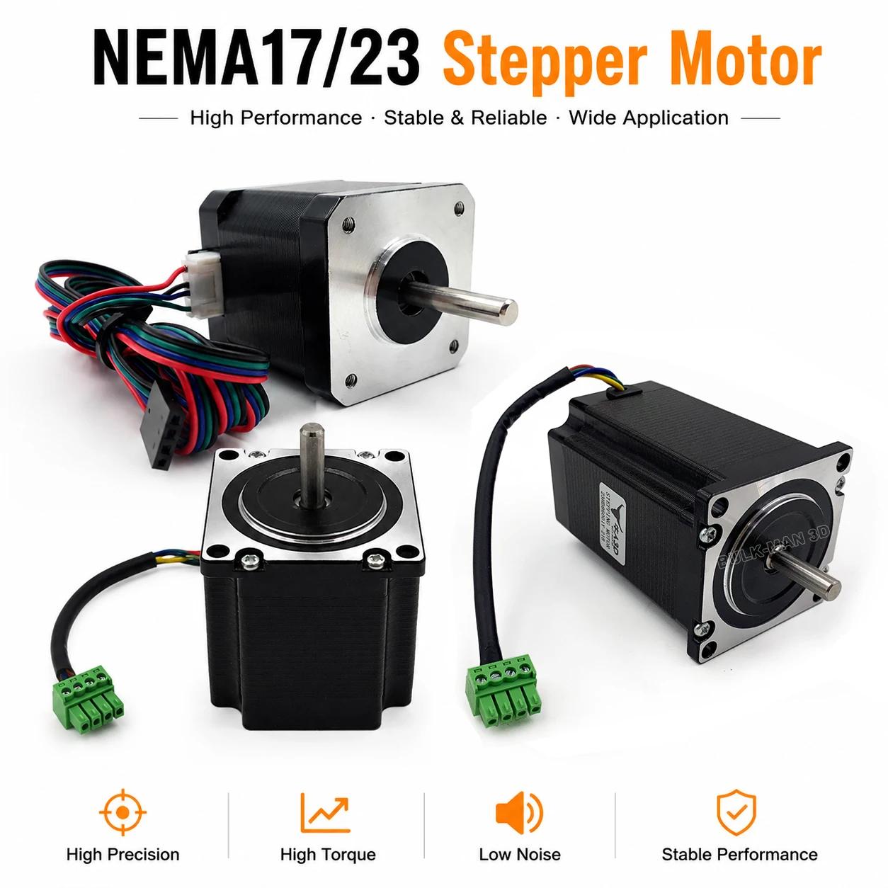 NEMA17 NEMA23 Schrittmotor 2-Phasen 4-Draht 48mm 57mm 86mm 560mN.m 1,26N.m 2,45N.m Drehmomentwellenmotor