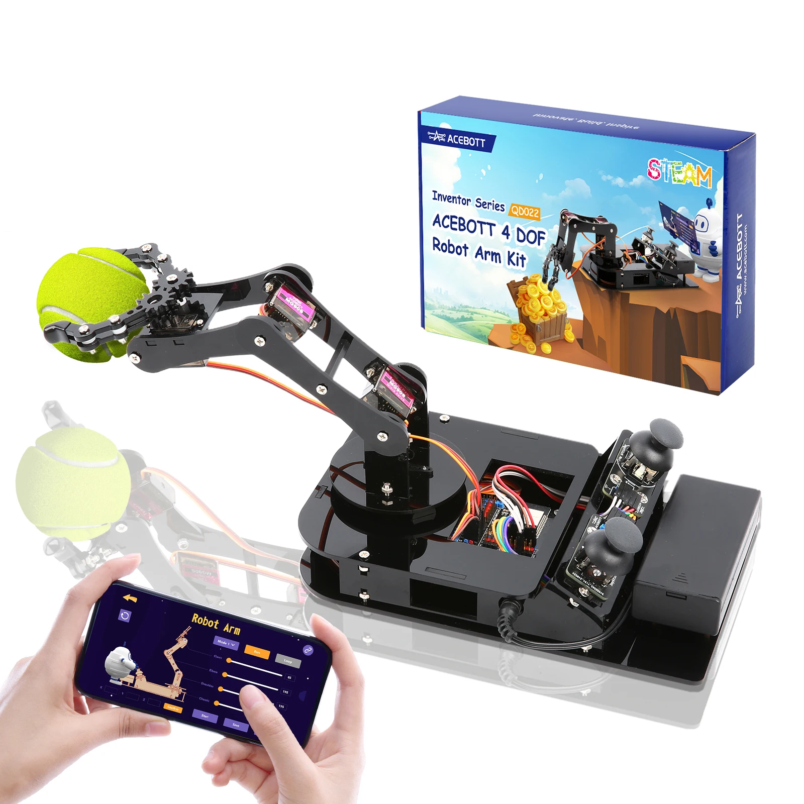 ACEBOTT ESP32 4 DOF Roboterarm Lernset WLAN Elektronische Komponenten Smart Car STEM STEAM Bildung Robotik