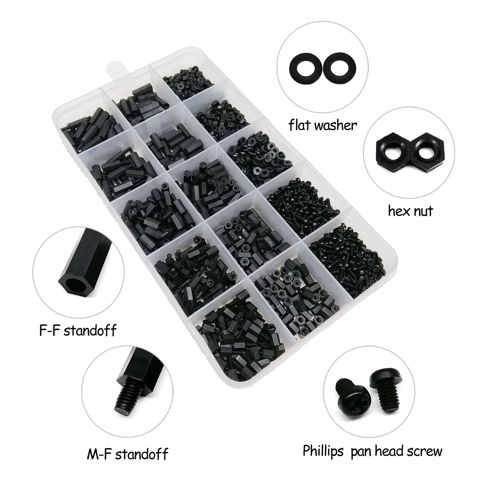 1 Box Kunststoff Nylon Sechskant Abstandshalter Säule Abstandshalter – Bild 2