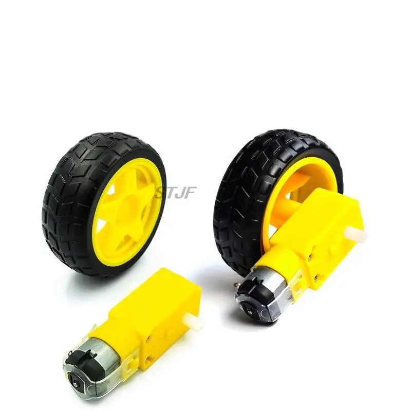 Intelligentes Auto-Chassis, Roboterreifen + DC-Getriebemotor-Set, Radmotor, TT-Motor, DC3V-6V-Getriebemotor