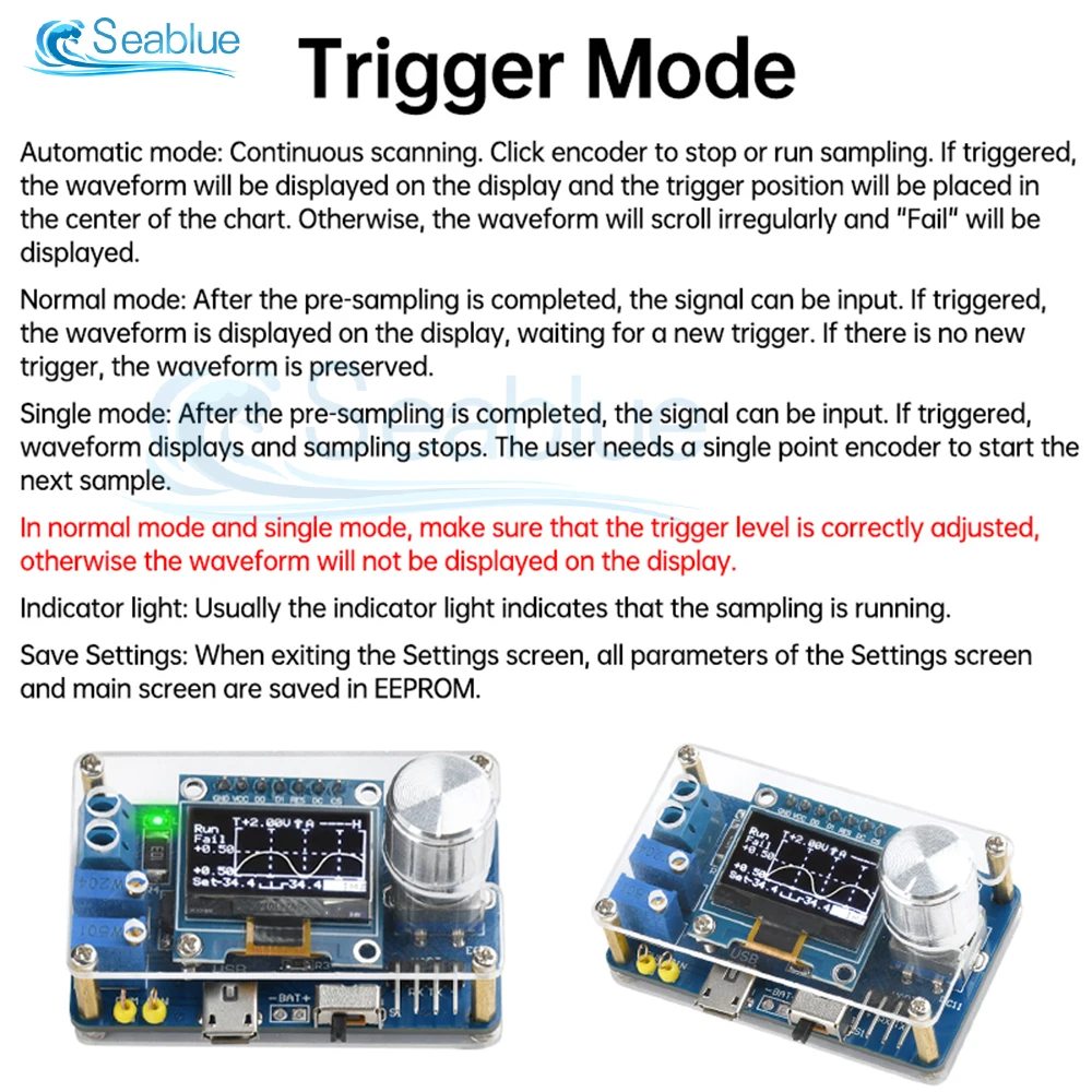 DIY Digitales Oszilloskop-Modul 0-30V 10kHz Abtastrate 3 Trigger-Modi – Bild 4
