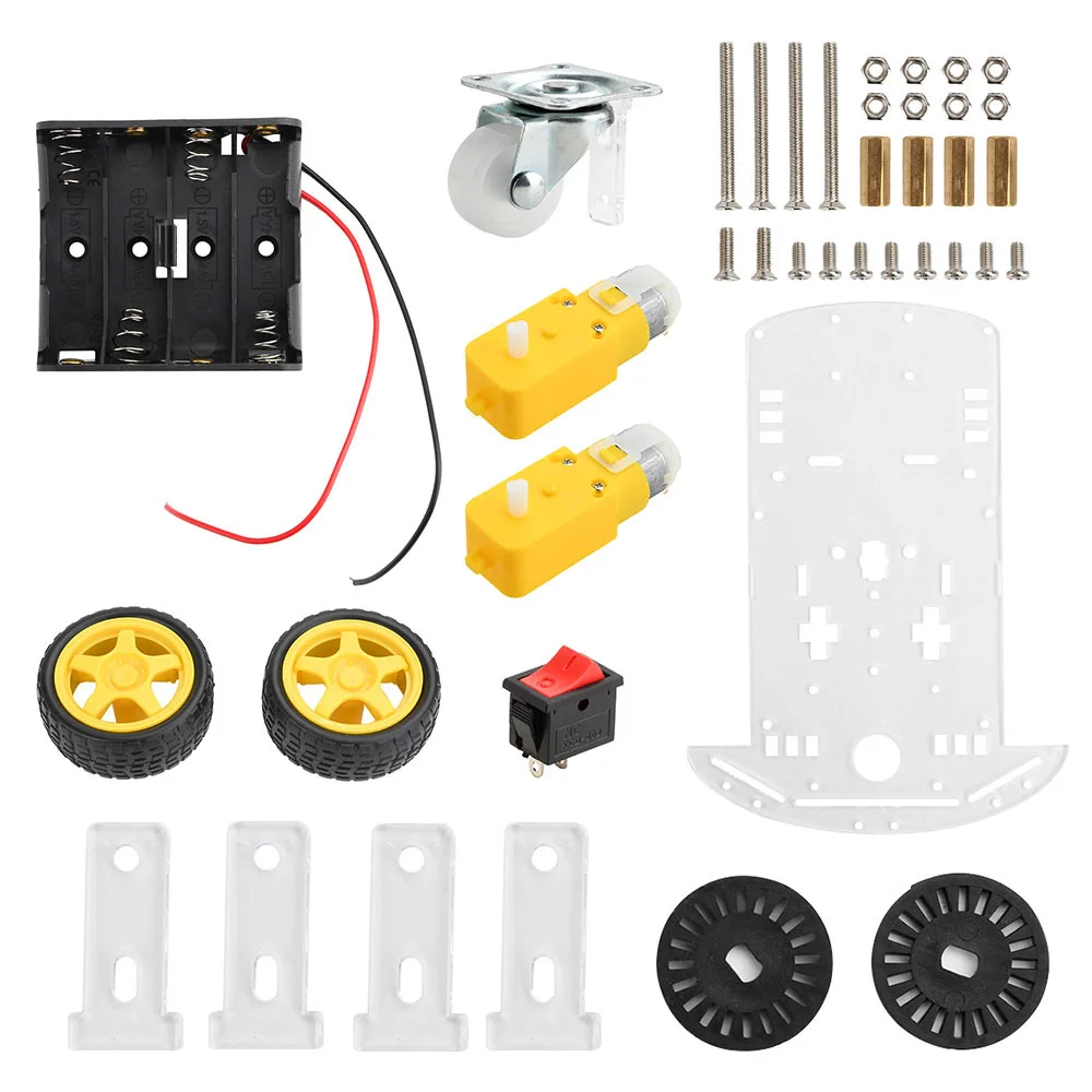 Smart Car Kit 2WD Smart Roboter Auto Chassis Kits Auto DIY mit Batterie kasten Zweirad antrieb Dreirad
