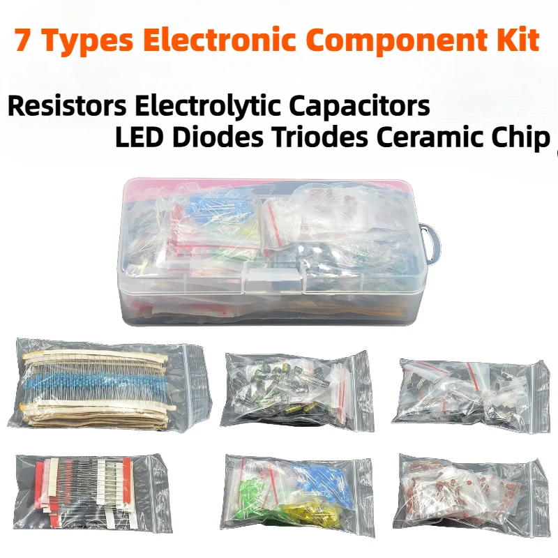Elektronisches Komponenten-Set, 7-teiliges Metallfilm-Widerstands-Sortiment, LED-Dioden