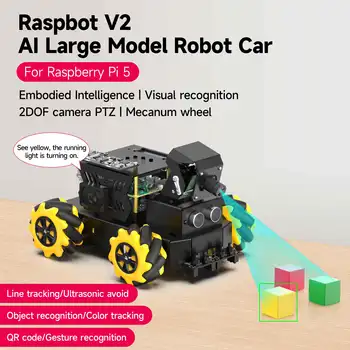 Raspberry Pi 5 4WD Mecanum Roboterauto AI Großes Modell mit Kamera DIY pädagogisches ROS2-Humble