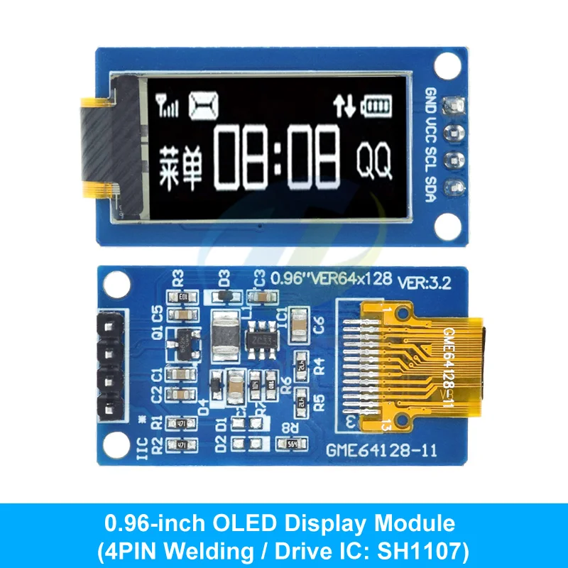 0,96 / 1,3 / 1,54 Zoll OLED-Display 64×128 LCD-Modul SH1107 SSD1312 SSD1317 4PIN 7PIN LCD 1,3 "OLED Vertikales