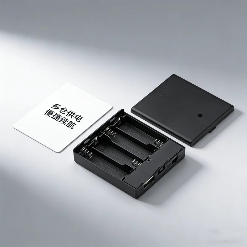 4xAA Batteriehalter mit USB-Anschluss & Schalter, Konvertierbar zu 5V DC Powerbank, Tragbare Strombox